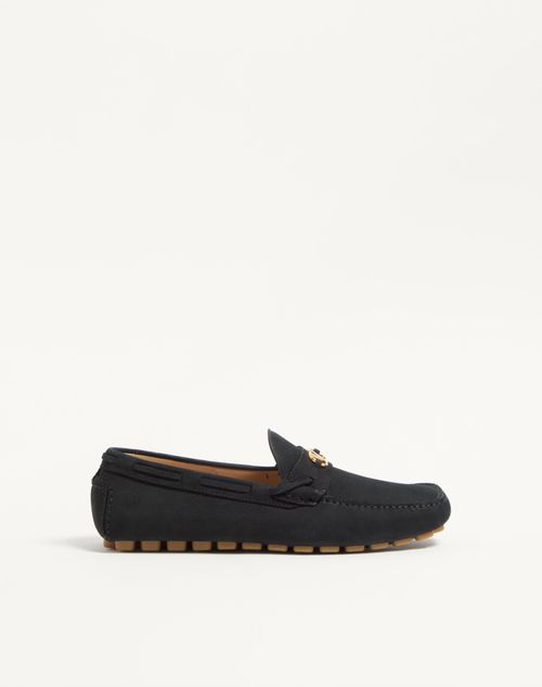 Valentino Garavani - Driver Fastaway Loafer Aus Hirschwildleder - Schwarz - Mann - Loafers Und Drivers